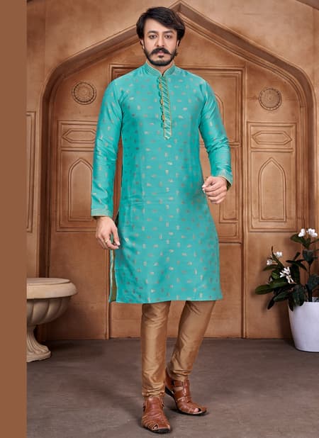 Sea Green Colour Outluk Vol 22 New Fancy Designer Party And Function Wear Traditional Jacquard Silk Kurta Churidar Pajama Redymade Latest Collection 22006